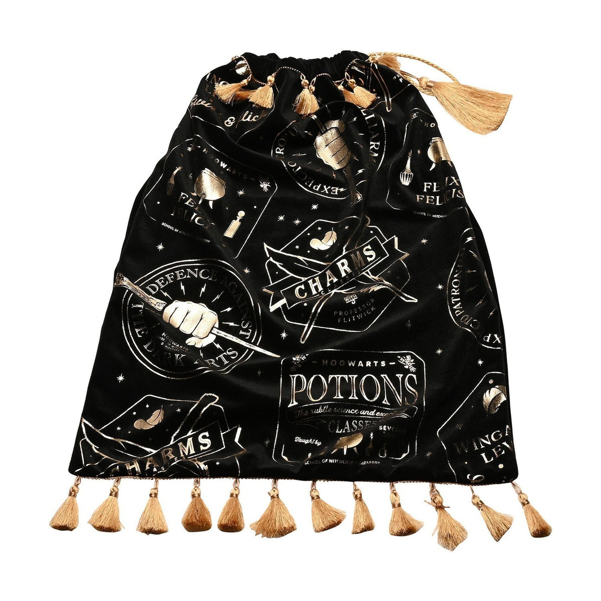 Harry Potter Hogwarts Spells Drawstring Sack - Black & Gold