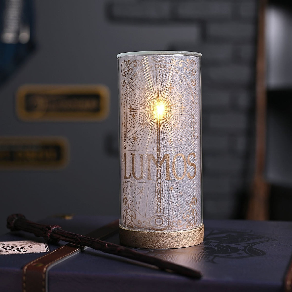 Harry Potter Lumos Glass Tube Light-Up Decoration - Clear & Gold