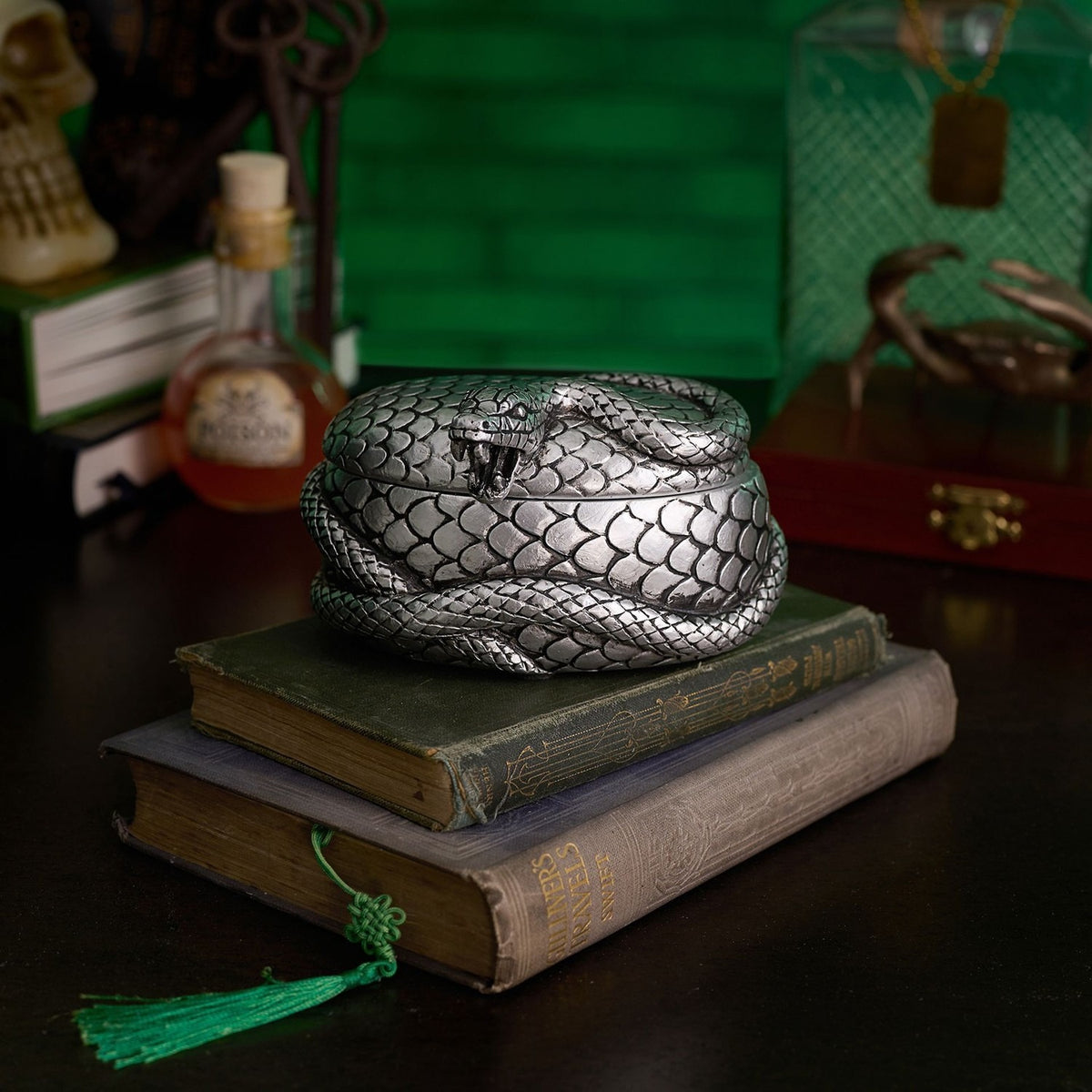 Harry Potter Nagini Coiled Snake Resin Trinket Box - Silver