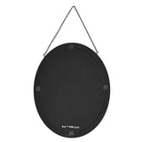 Reverse view of the Harry Potter Death Eater oval mirrored wooden plaque, showing a black backing panel with mounting hooks and a hanging chain, set against a plain white background.
