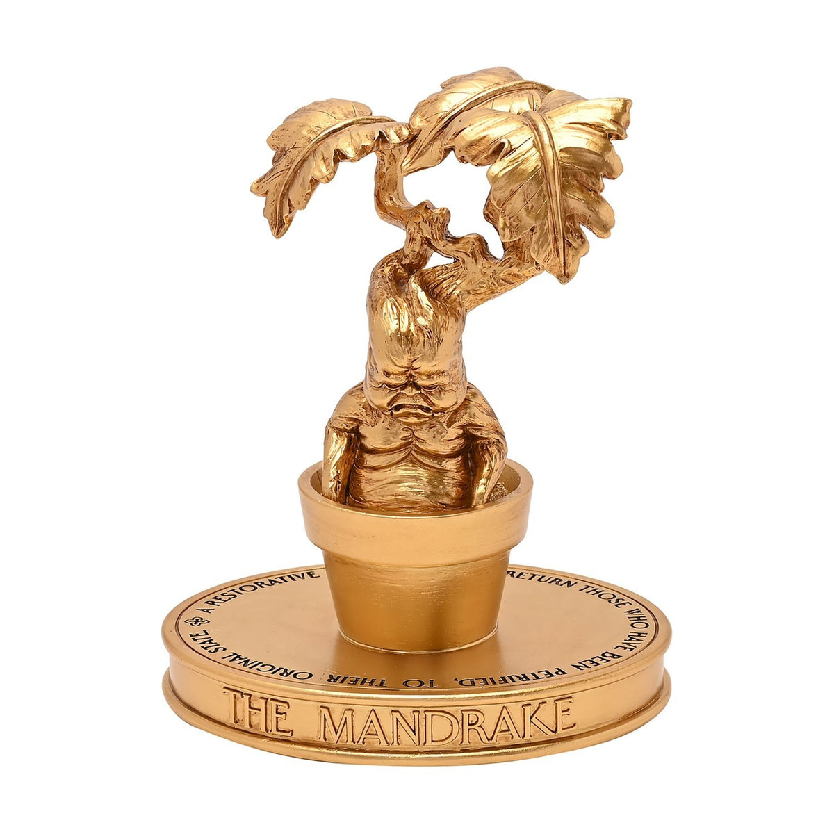 Harry Potter Potted Mandrake Resin Figurine with Base - Gold