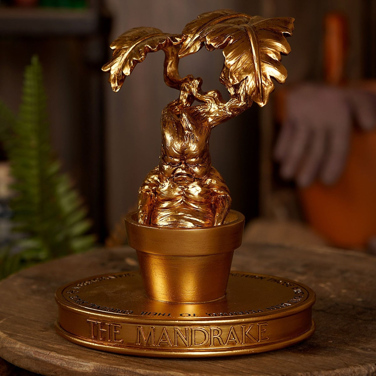 Harry Potter Potted Mandrake Resin Figurine with Base - Gold