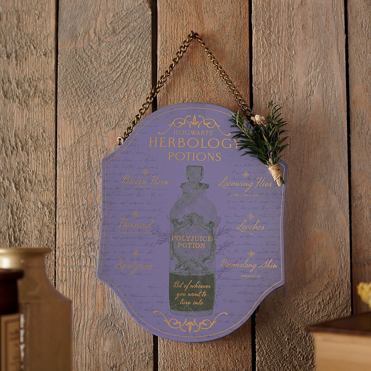 Harry Potter Polyjuice Potion Wooden Plaque - Lilac & Gold