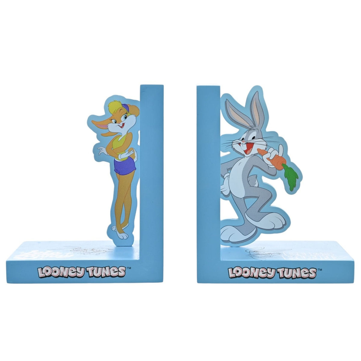 Looney Tunes Bugs Bunny and Lola Wooden Bookends - Sky Blue