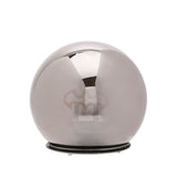 Batman Bat Symbol Ball LED Light-Up Decoration in silver, a round mirror-finish sphere on a black base with the bat emblem subtly visible on its surface, shown against a plain white background.