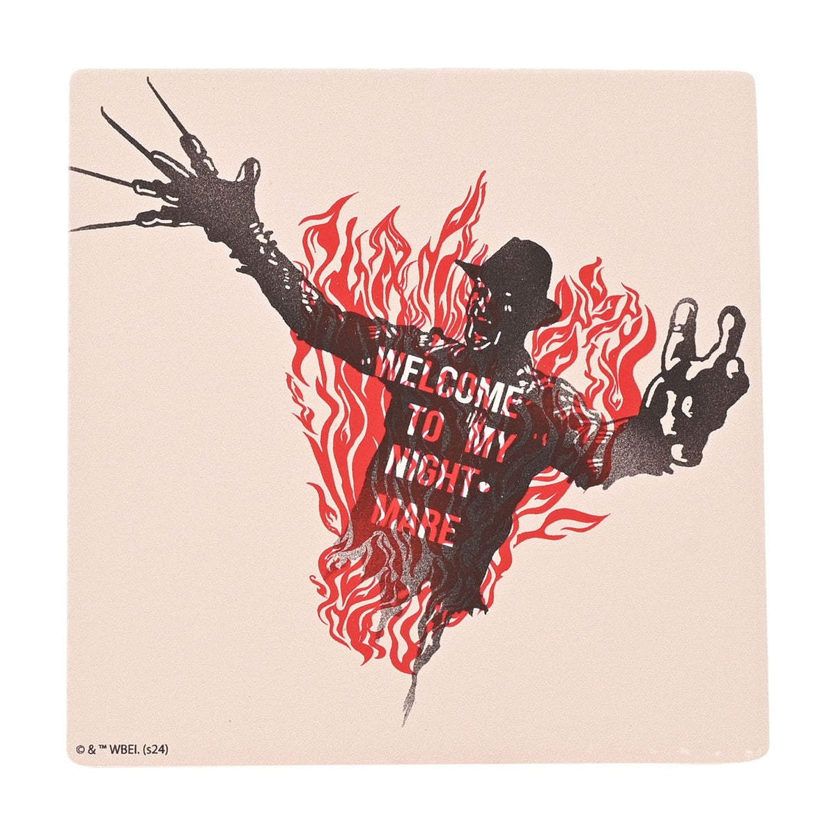 Nightmare on Elm Street Freddy on Fire Square Coaster - White