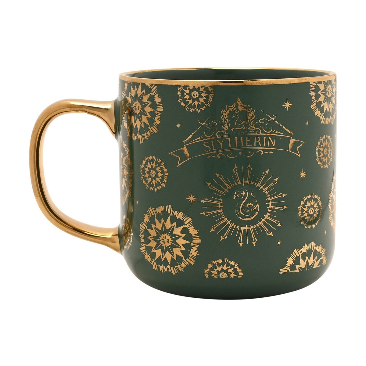 Harry Potter Ornate Slytherin House Porcelain Mug - Green & Gold