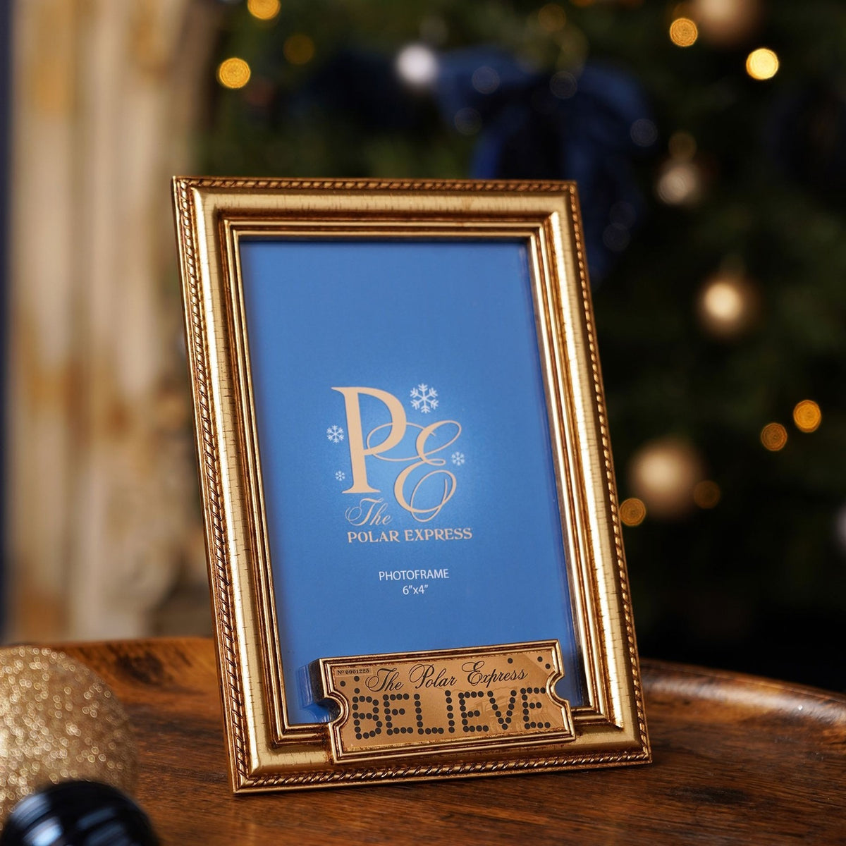 The Polar Express Believe Ticket Photo Frame 6 x 4in - Gold