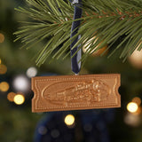 Golden Train Ticket Hanging Christmas Tree Decoration - Gold