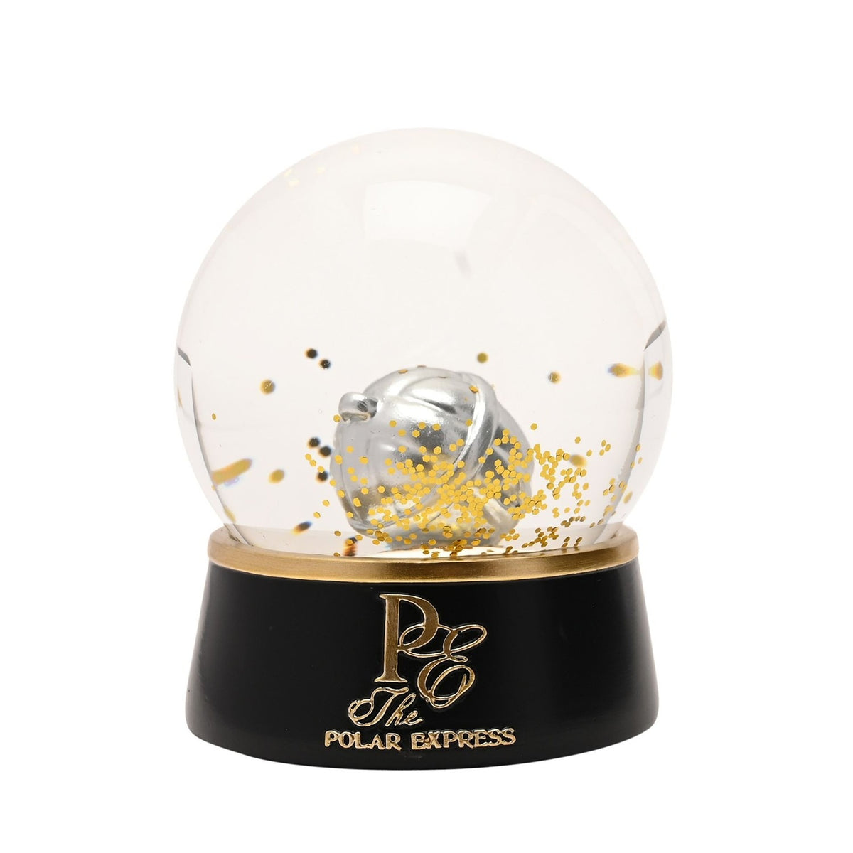 I Believe Bell Snow Globe with Gold Glitter - Clear & Black