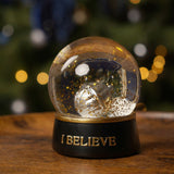 I Believe Bell Snow Globe with Gold Glitter - Clear & Black