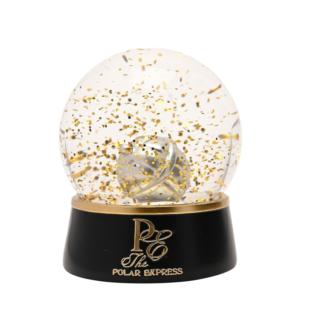 I Believe Bell Snow Globe with Gold Glitter - Clear & Black