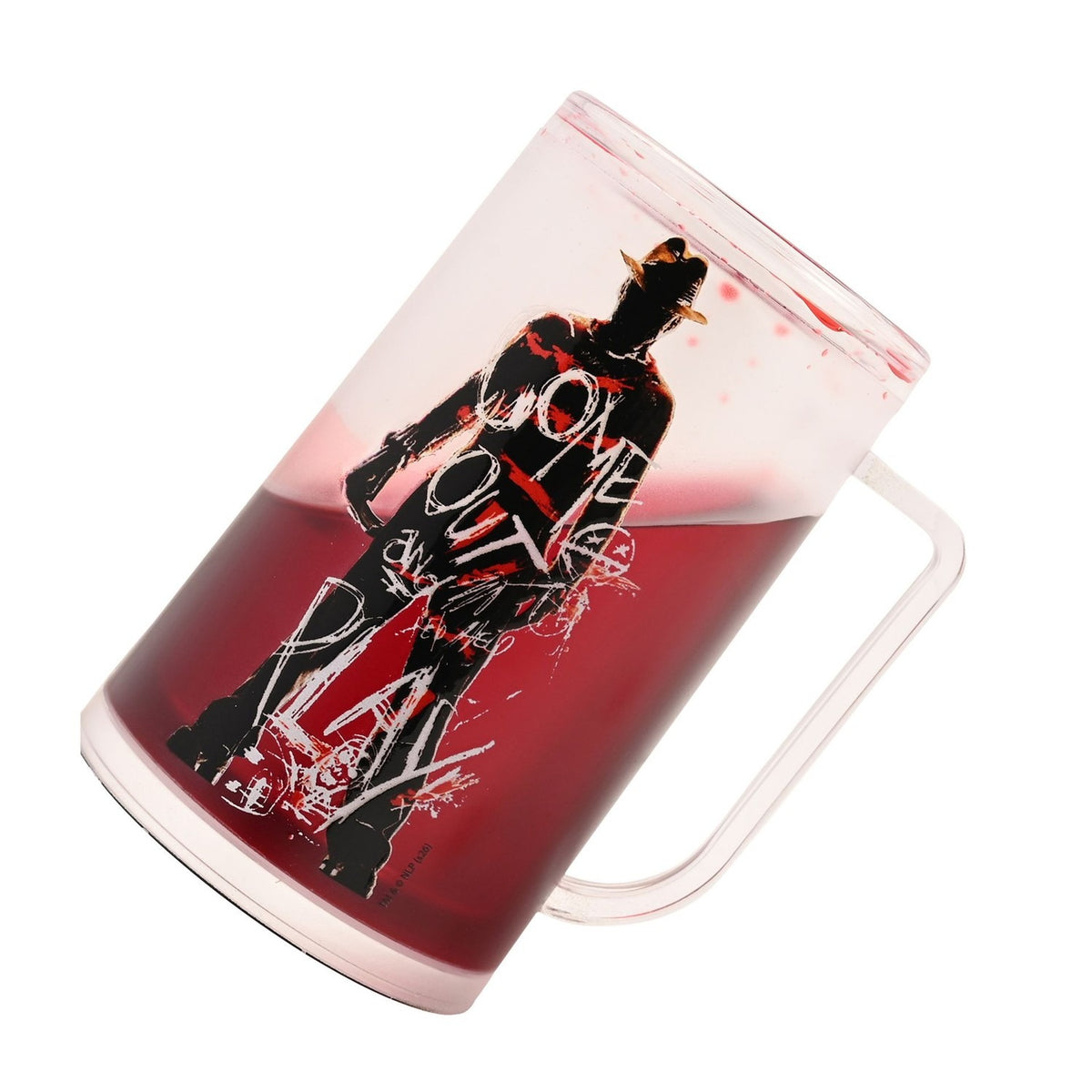 Freddy Krueger Fake Blood Plastic Beer Glass - Red & Clear