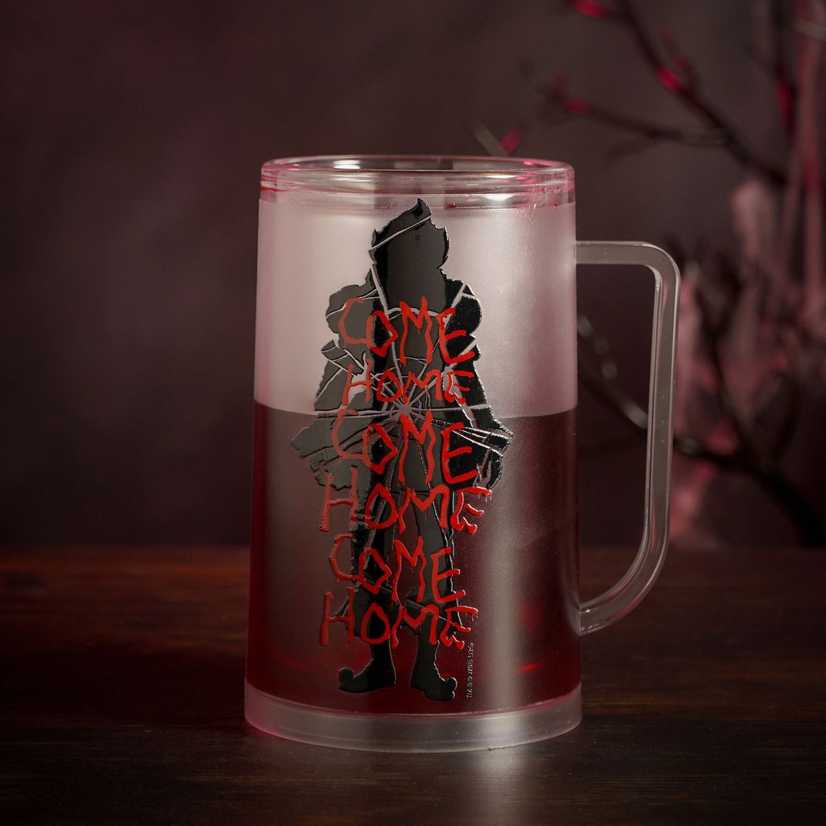 IT Fake Blood Plastic Tankard Beer Glass - Clear & Red