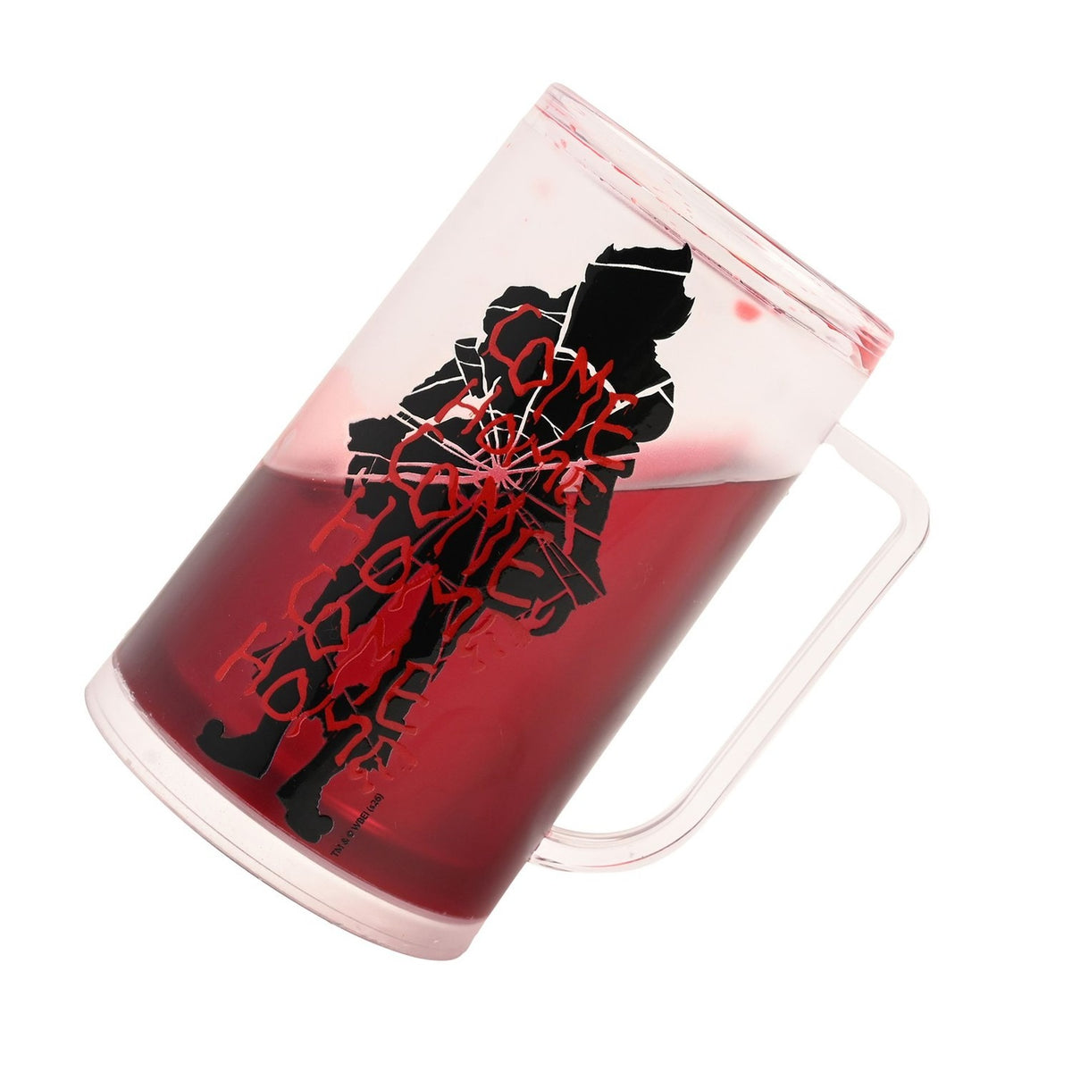 IT Fake Blood Plastic Tankard Beer Glass - Clear & Red