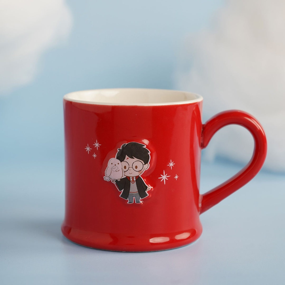 Harry Potter and Owl Embossed Stoneware Mug 290ml - Red