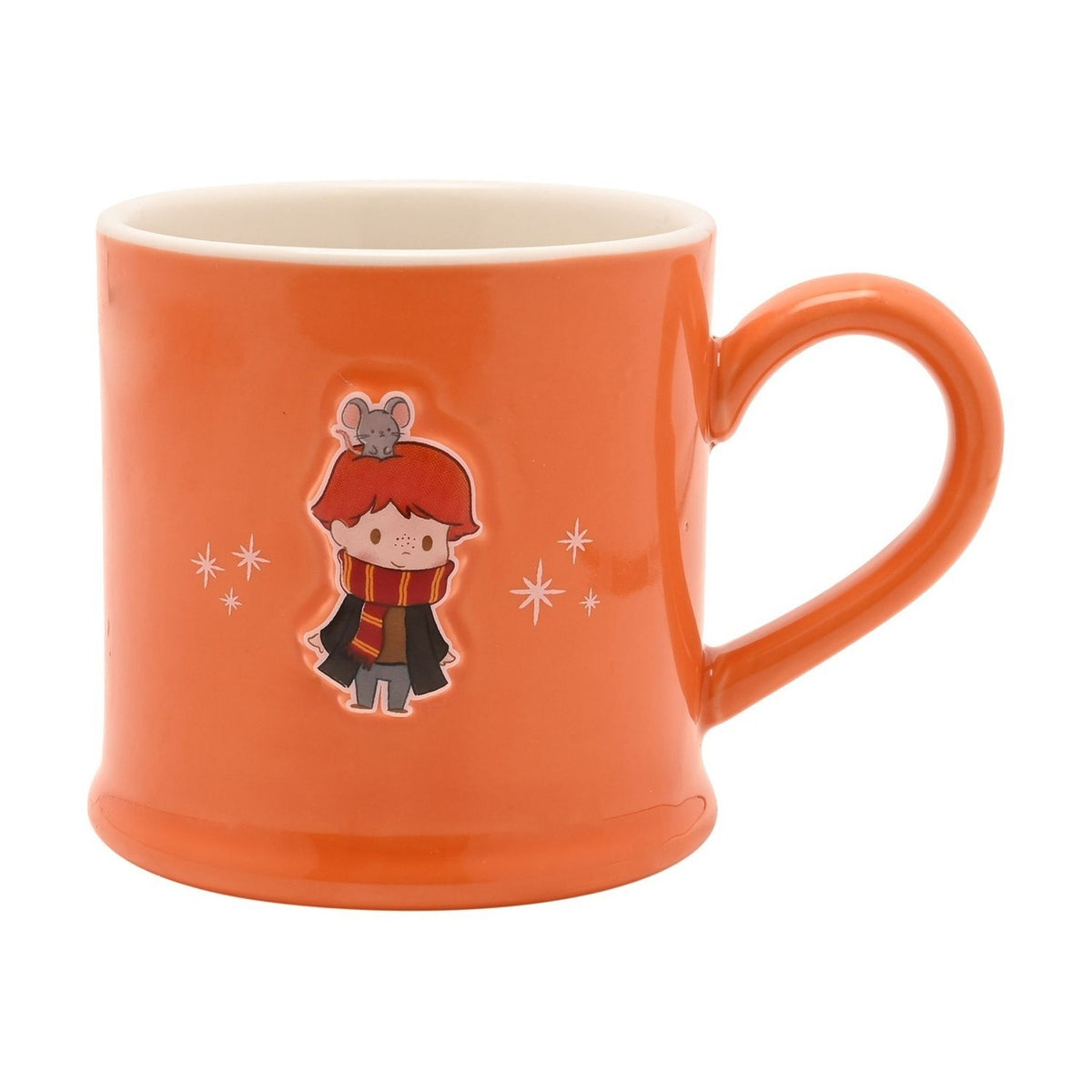 Harry Potter Ron and Mouse Embossed Stoneware Mug - Orange