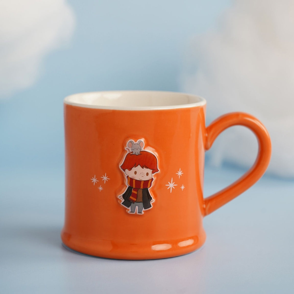 Harry Potter Ron and Mouse Embossed Stoneware Mug - Orange