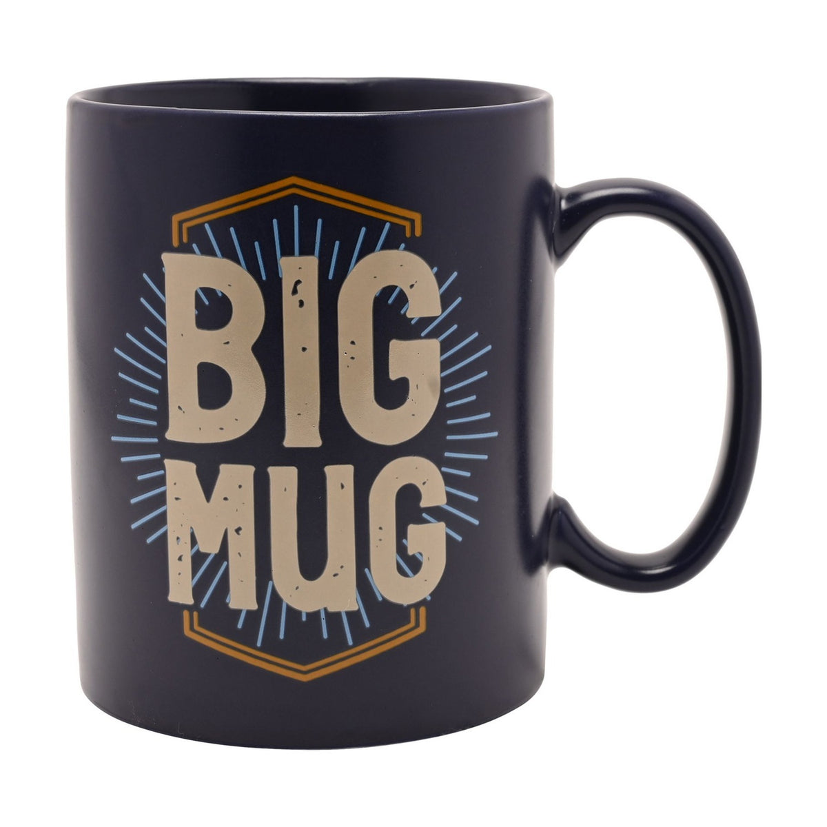 Big Sunburst Slogan Matt Stoneware Pint Mug 580ml - Blue