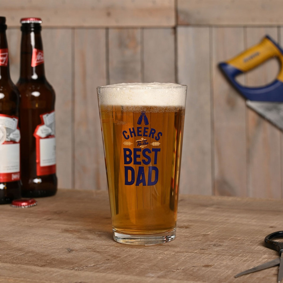 Cheers To the Best Dad Printed Pint Beer Glass 460ml - Clear