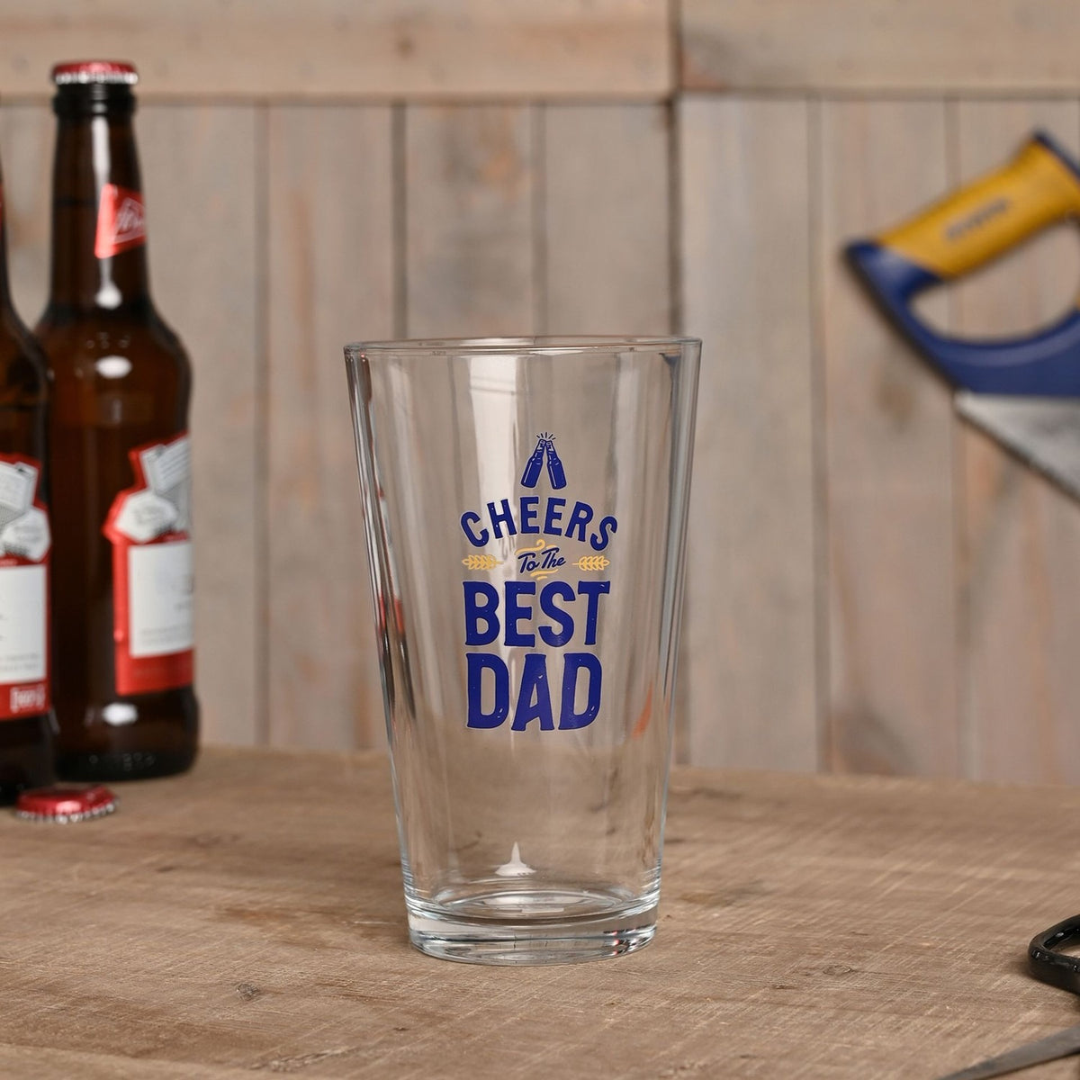 Cheers To the Best Dad Printed Pint Beer Glass 460ml - Clear