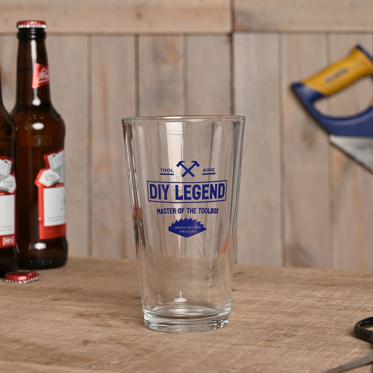 DIY Legend Crossed Hammers Pint Beer Glass 460ml - Clear