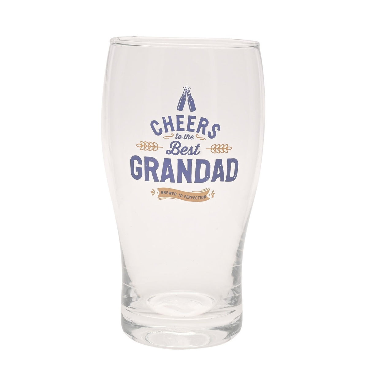 Best Grandad Pint Beer Glass with Coaster Set - Clear & Blue