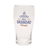 Best Grandad Pint Beer Glass with Coaster Set - Clear & Blue