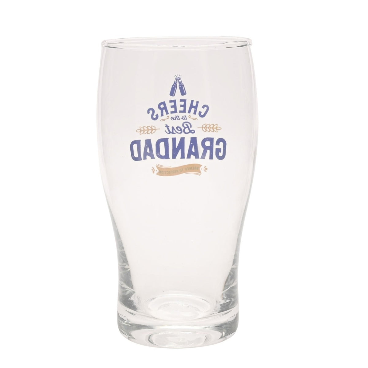 Best Grandad Pint Beer Glass with Coaster Set - Clear & Blue