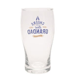 Best Grandad Pint Beer Glass with Coaster Set - Clear & Blue