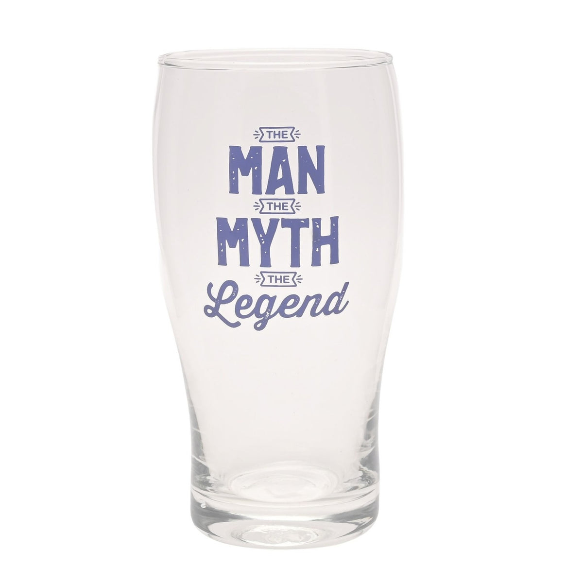The Legend Pint Beer Glass 580ml with Coaster - Clear & Blue