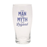 The Legend Pint Beer Glass 580ml with Coaster - Clear & Blue