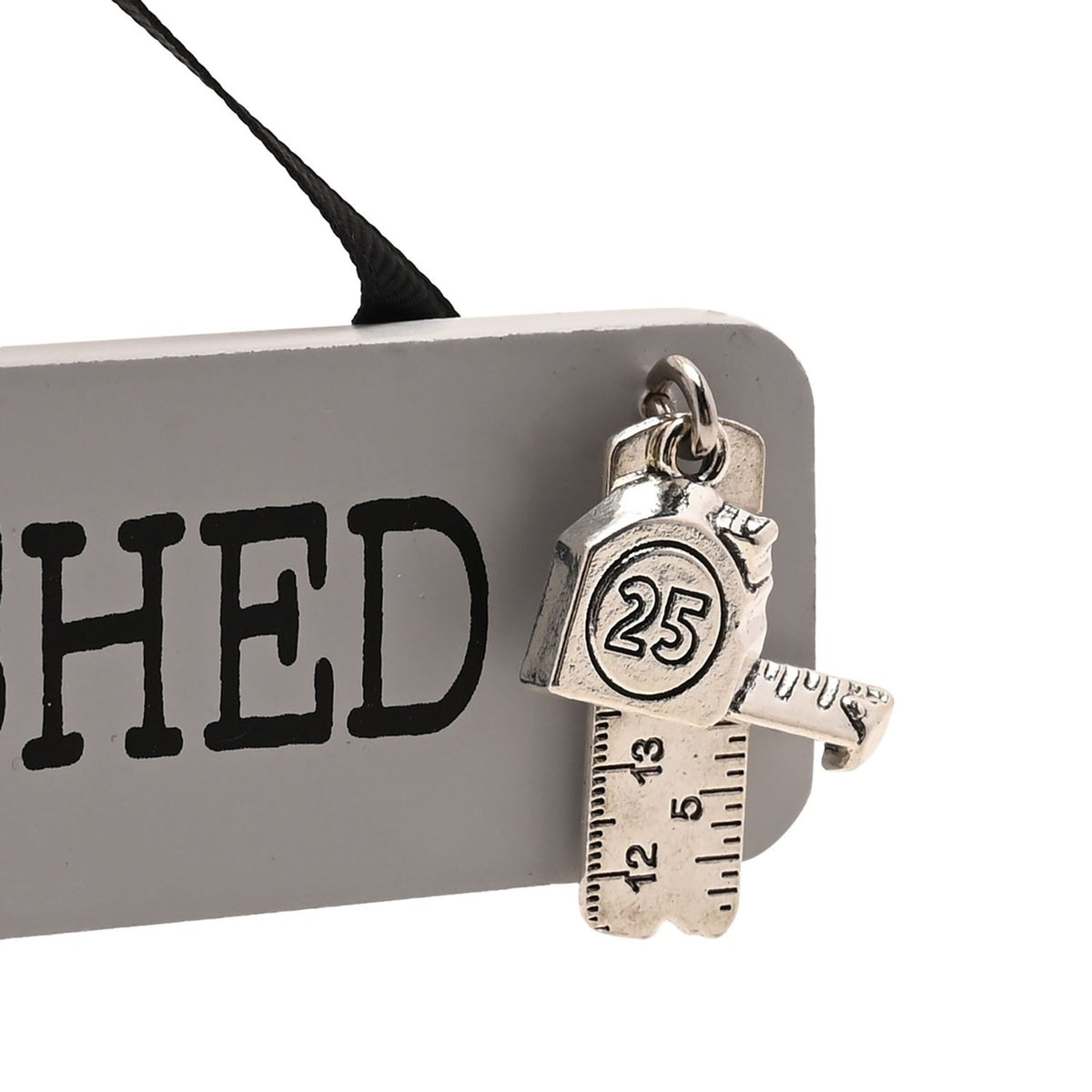 King of The Shed Hanging Wooden Plaque with Charm - Grey
