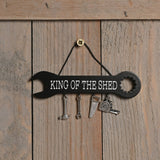 King of the Shed Wooden Spanner Plaque with Charms - Black