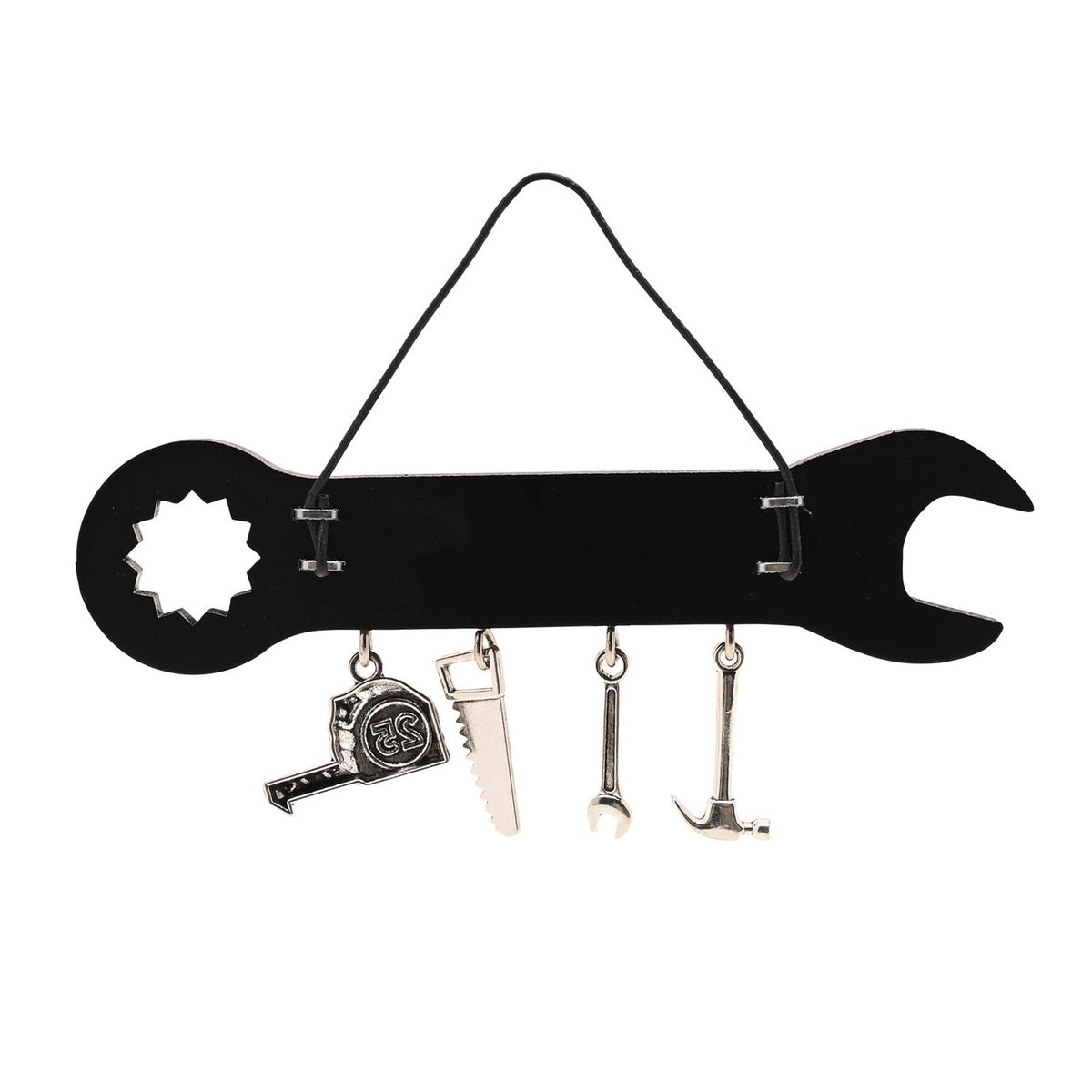 King of the Shed Wooden Spanner Plaque with Charms - Black