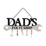 Dad's Fix It Shop Spanner Wooden Plaque - Black & White
