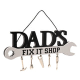 Dad's Fix It Shop Spanner Wooden Plaque - Black & White