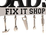 Dad's Fix It Shop Spanner Wooden Plaque - Black & White