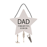 Dad Star Wooden Plaque with Hanging Tool Charms - White
