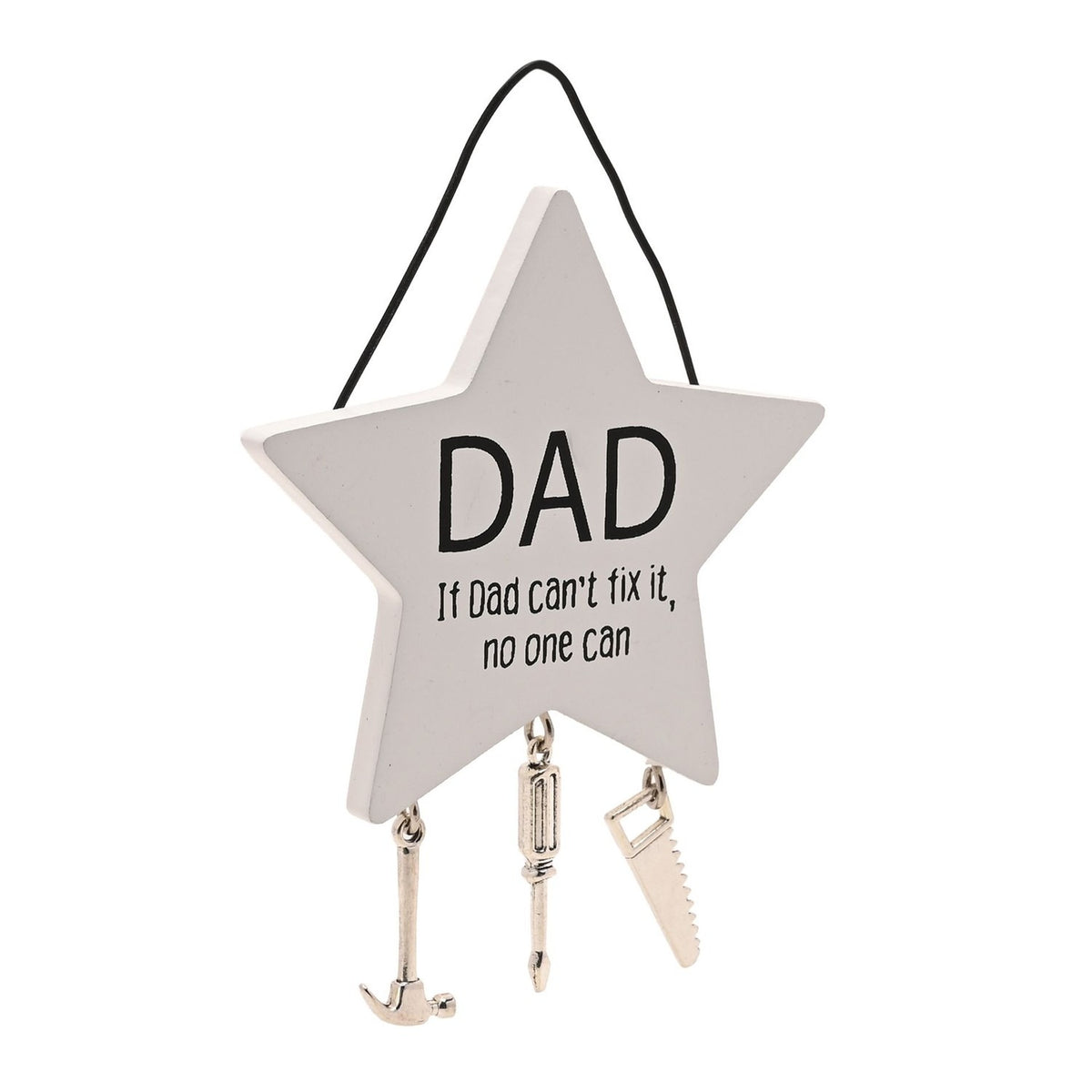 Dad Star Wooden Plaque with Hanging Tool Charms - White