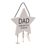 Dad Star Wooden Plaque with Hanging Tool Charms - White