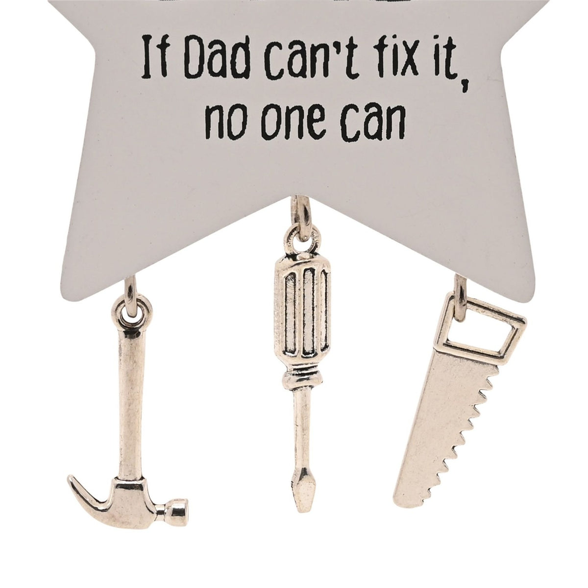 Dad Star Wooden Plaque with Hanging Tool Charms - White