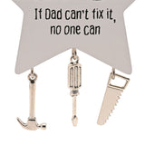 Dad Star Wooden Plaque with Hanging Tool Charms - White