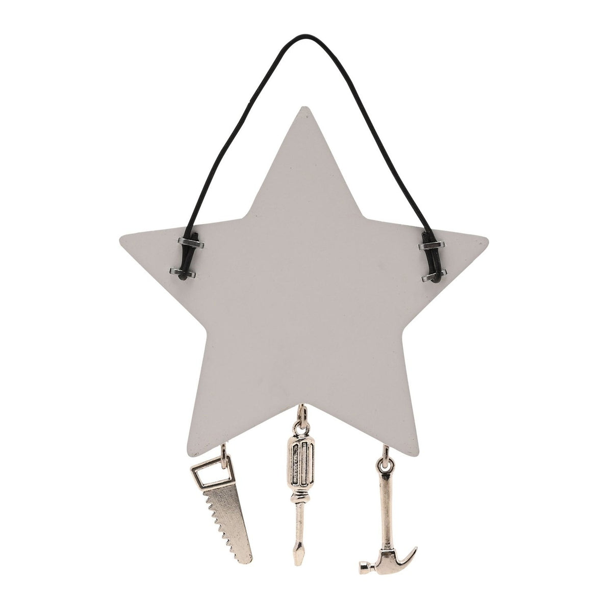 Dad Star Wooden Plaque with Hanging Tool Charms - White