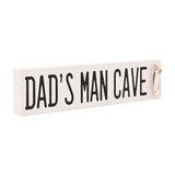 Dad's Man Cave Wooden Plaque with Saw & Ruler Charm - White
