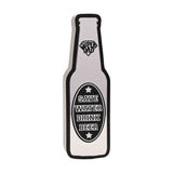 Silver mirror-look wooden bottle-shaped wall plaque with black edging, an oval label reading Save Water Drink Beer, and a small Super Dad badge near the neck.