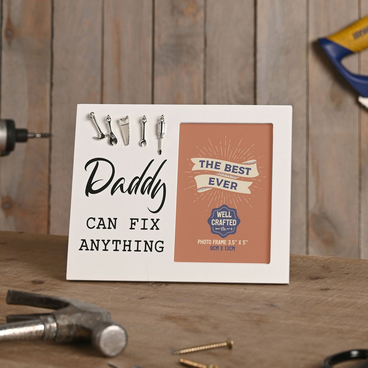 Daddy Can Fix Anything Photo Frame 5 x 3.5in - White & Black