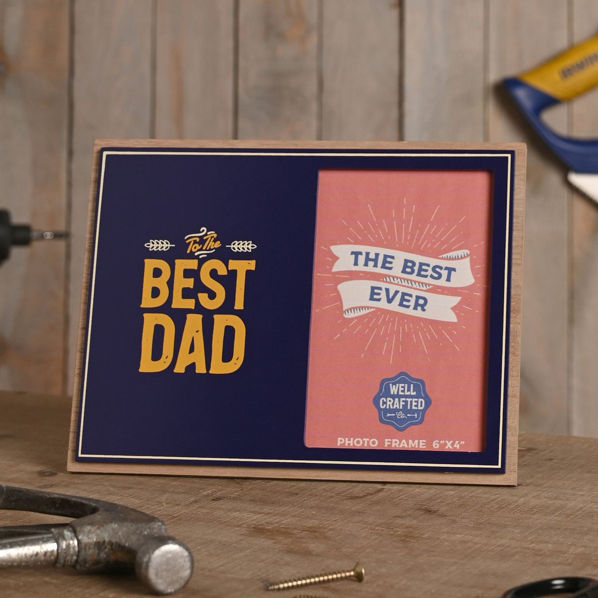 Best Dad Freestanding Wooden Photo Frame 6 x 4in - Blue