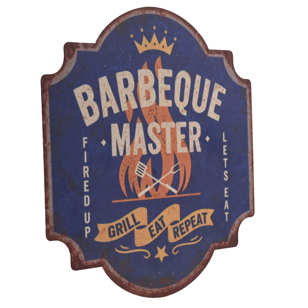 Barbeque Master Tin Wall Plaque with Rear Hanger - Blue