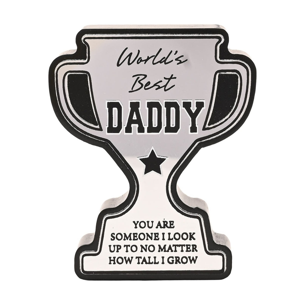 World's Best Daddy Wooden Trophy Plaque - Silver & Black